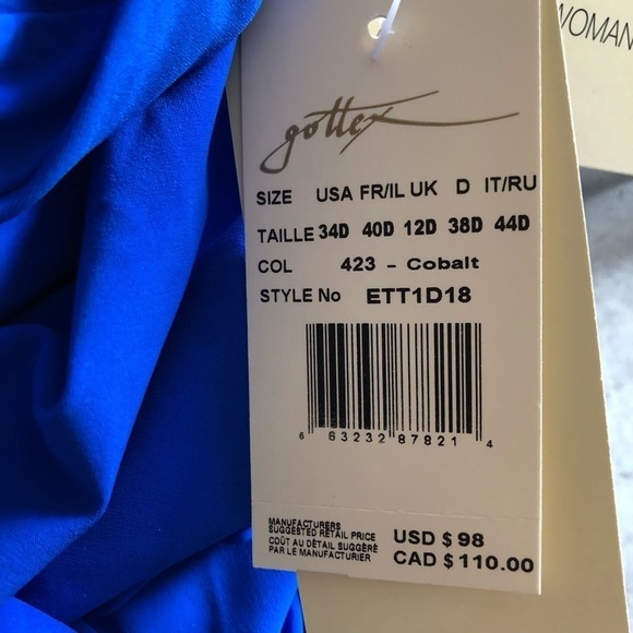 Profile By Gottex Cobalt Blue Tankini Top Built In Bra 34D NWT - Picture 9 of 10